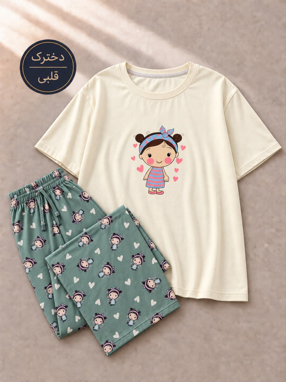 طرح 2 محصول ست تیشرت و شلوار پنبه لاکرا وانیلا🎀